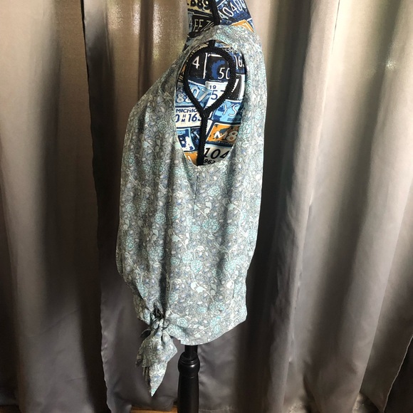 Max Edition Floral Puff Flower Tie Waist Sleeveless Tank Top Blouse - Picture 10 of 13